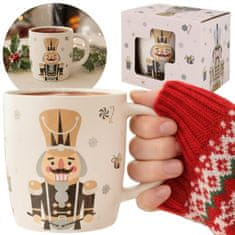 sarcia.eu Kremasta, BOŽIČNA SKODELICA porcelana, božični motiv - orehovec - ZAPAKIRANA V DARILNI ŠKATLI 365 ml