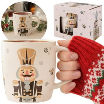 sarcia.eu Kremasta, BOŽIČNA SKODELICA porcelana, božični motiv - orehovec - ZAPAKIRANA V DARILNI ŠKATLI 365 ml