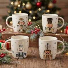 sarcia.eu Kremasta, BOŽIČNA SKODELICA porcelana, božični motiv - orehovec - ZAPAKIRANA V DARILNI ŠKATLI 365 ml