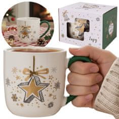 sarcia.eu Bela, BOŽIČNA SKODELICA porcelanska skodelica z ročajem in motivom zvezdic – ZAPAKIRANA V DARILNI ŠKATLI 320 ml