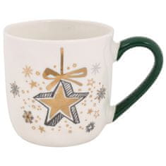 sarcia.eu Bela, BOŽIČNA SKODELICA porcelanska skodelica z ročajem in motivom zvezdic – ZAPAKIRANA V DARILNI ŠKATLI 320 ml