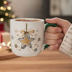 sarcia.eu Bela, BOŽIČNA SKODELICA porcelanska skodelica z ročajem in motivom zvezdic – ZAPAKIRANA V DARILNI ŠKATLI 320 ml