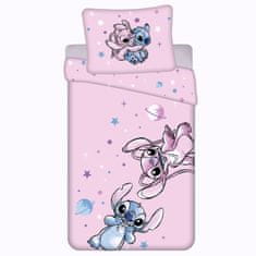 Disney DISNEY Stitch Pink DVOJNA bombažna otroška posteljnina z zadrgo, 100% BOMBAŽ 140x200+70x90 cm OEKO-TEX