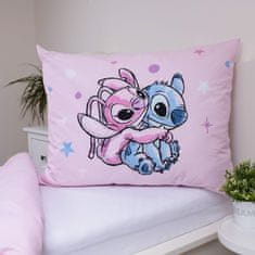 Disney DISNEY Stitch Pink DVOJNA bombažna otroška posteljnina z zadrgo, 100% BOMBAŽ 140x200+70x90 cm OEKO-TEX