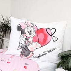 Disney DISNEY Minnie Mouse Belo-roza DVOJNA otroška posteljnina z zadrgo, 100% BOMBAŽ 140x200+70x90 cm OEKO-TEX