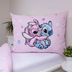 Disney DISNEY Stitch Roza DVOJNA, otroška posteljnina z zadrgo, 100% BOMBAŽ 140x200+50x70 cm OEKO-TEX