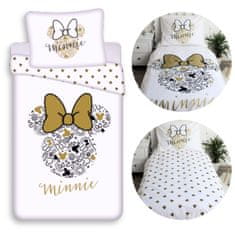 Disney DISNEY Minnie Mouse Bela DVOJNA, otroška posteljnina z zadrgo, 100% BOMBAŽ 140x200+70x90 cm OEKO-TEX