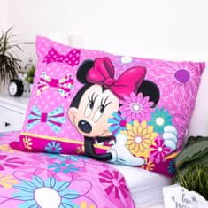 Disney DISNEY Minnie Mouse Roza, DVOJNA, cvetlična otroška posteljnina z zadrgo, 100% BOMBAŽ 140x200 +60x80 cm OEKO-TEX