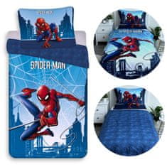 MARVEL COMICS MARVEL Spider-Man Temno modra DVOJNA bombažna otroška posteljnina z zadrgo, 100% BOMBAŽ 140x200+70x90 cm OEKO-TEX