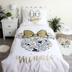 Disney DISNEY Minnie Mouse Bela DVOJNA, otroška posteljnina z zadrgo, 100% BOMBAŽ 140x200+70x90 cm OEKO-TEX