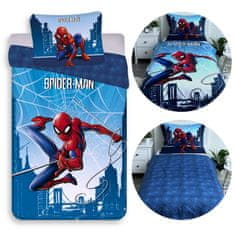 MARVEL COMICS MARVEL Spider-Man Temno modra DVOJNA bombažna otroška posteljnina z zadrgo, 100% BOMBAŽ 140x200+60x80 cm OEKO-TEX