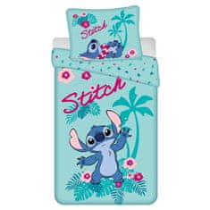 Disney DISNEY Stitch Hawaii DVOJNA bombažna otroška posteljnina z zadrgo, 100% BOMBAŽ 140x200+70x90 cm OEKO-TEX