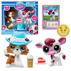 HASBRO Littlest Pet Shop Komplet figuric krave in psa, živali #150 #151 + dodatki, premične zbirateljske figurice 4+