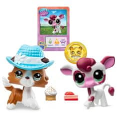 HASBRO Littlest Pet Shop Komplet figuric krave in psa, živali #150 #151 + dodatki, premične zbirateljske figurice 4+
