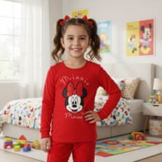Disney DISNEY Minnie Mouse Velour, rdeče pižame za deklice, DVOJNE pižame z dolgimi rokavi OEKO-TEX 116cm