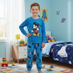 Disney DISNEY Mickey Mouse Velour, modre pižame za dečke, DVOJNE pižame z dolgimi rokavi OEKO-TEX 110cm