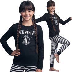 sarcia.eu SREDA Bombažne, črno-bele pižame za deklice, DVOJNE pižame z dolgimi rokavi, 100 % BOMBAŽ 134-140cm