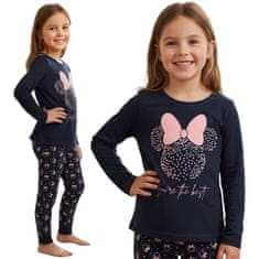 Disney DISNEY Minnie Mouse bombažne, temno modre pižame za deklice, DVOJNE pižame z dolgimi rokavi, 100 % BOMBAŽ 104cm