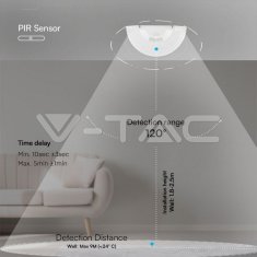 V-TAC LED stenska svetilka 10W 4000k 900lm IP54 s senzorjem 
