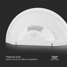 V-TAC LED stenska svetilka 10W 4000k 900lm IP54 s senzorjem 