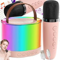 Verkgroup Set LED RGB aku. karaoke zvočnik Bluetooth 5.3 2x mikrofon USB