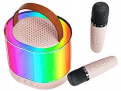 Verkgroup Set LED RGB aku. karaoke zvočnik Bluetooth 5.3 2x mikrofon USB