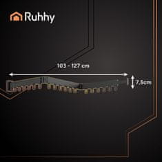 Ruhhy Zložljivo alu. stensko stojalo za sušenje perila 127cm črno
