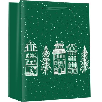 PIGO Vrečka darilna a5 18x10x23cm novoletni motiv zelena