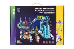 Teddies Plastična magnetna steza za kroglice 80 kosov 16 kroglic + dodatki z baterijami in lučko