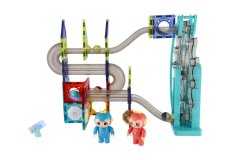 Teddies Plastična magnetna steza za kroglice 80 kosov 16 kroglic + dodatki z baterijami in lučko