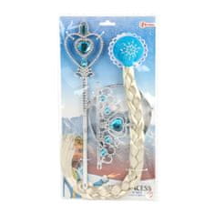 Teddies Lepotni set plastična krona, žezlo, coprnica Ledena princesa na kartici