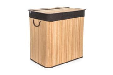 G21 150 l koš za perilo z razdeljevalniki, bambus z rjavo košaro