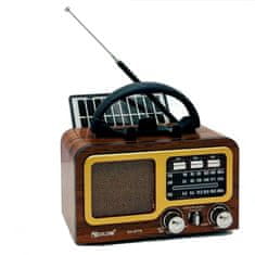Farrot Radio FM AM retro vintage prenosni Bluetooth sončna celica USB SD 1200 mAH