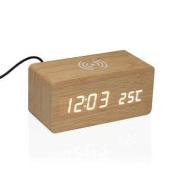 Versa Elegantna lesena budilka z brezžičnim polnjenjem