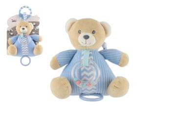 Teddies Navijalna igrača medvedek z ropotuljico plišasta 18x18cm modra na kartici