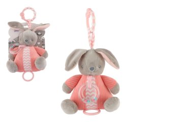 Teddies Zajček raztegljiva igrača stroj z rattle pliš 18x20cm roza na kartici