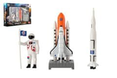 Teddies Prostorski komplet 6 kosov kovinski/plastenski astronavt, raketoplan z dodatki