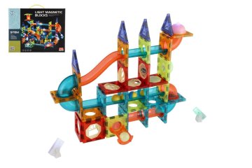 Teddies Magnetna plastična steza za kroglice 110 kosov 16 kroglic + dodatki za baterije