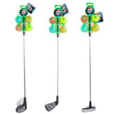 Teddies Komplet za golf 1 kos palice 60 cm + 4 kosi žogic kovina/plastenke 3 vrste