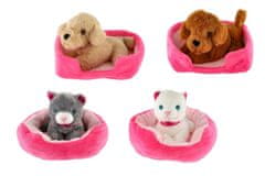 Teddies Hišni ljubljenček v postelji pliš 4 barve 22x24cm 24m+