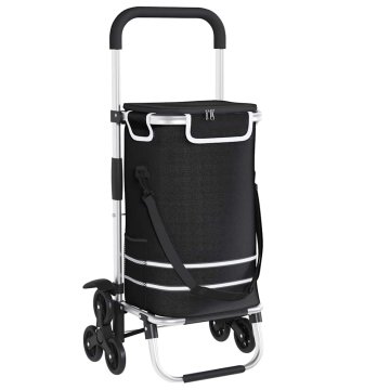 Vidaxl Nakupovalni voziček Črna 47 x 39 x 100.5 cm Oxford tkanina
