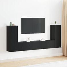 Vidaxl 4-delni TV set - stenska montaža, črno hrastovo inženirsko leseno
