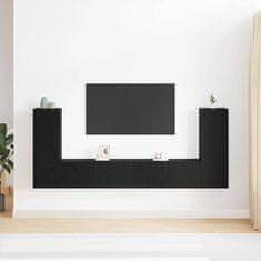 Vidaxl 4-delni TV set - stenska montaža, črno hrastovo inženirsko leseno