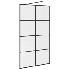 Vidaxl Pregrada za tuš s prozornim ESG steklom 115x195 cm črna