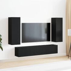 Vidaxl 4-delni komplet TV omarice - zidna namestitev, črn hrast, inženirski les