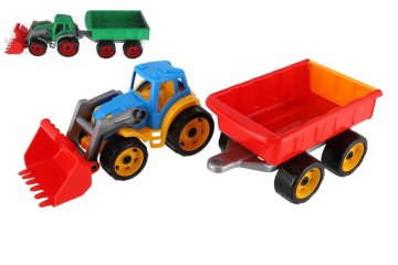 Teddies Traktor/nakladalnik/kopalnik z vleko z vedrom plastika prosto gibanje 2 barvi v mreži