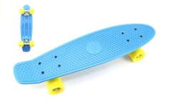 Teddies Deskarska deska - pennyboard 60 cm, nosilnost 90 kg, kovinske osi, modra barva, rumena kolesa
