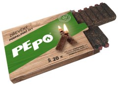 PE-PO Vžigalnik 2v1 les + škatlica 20 vžigalic