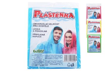 Wiky Dežni plašč univerzalna velikost za odrasle 140x76cm 4 barve v vrečki 14x22cm
