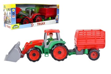 LENA Truxx Traktor s prikolico za seno, dekorativni karton